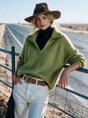Women's Classic American-Style Casual V-Neck Long-Sleeve Loose Sweater ZMZ3061I9ZYY