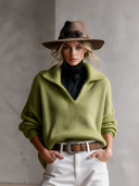 Women's Classic American-Style Casual V-Neck Long-Sleeve Loose Sweater ZMZ3061I9ZYY