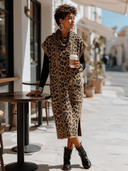 Women's Classic American Retro Cowl Neck And Leopard Jacquard Pattern Loose-Fit Knit Maxi Dress (Includes Base Layer Top) ZMZ2917I0ZYY