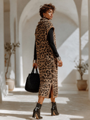 Women's Classic American Retro Cowl Neck And Leopard Jacquard Pattern Loose-Fit Knit Maxi Dress (Includes Base Layer Top) ZMZ2917I0ZYY