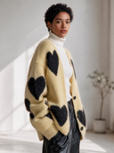 Women's Classic Casual Loose-Fit Heart Jacquard Single-Breasted Knit Cardigan ZMZ2974I3ZYY