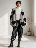 Women's Classic Casual Loose-Fit Heart Jacquard Single-Breasted Knit Cardigan ZMZ2974I3ZYY
