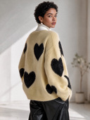 Women's Classic Casual Loose-Fit Heart Jacquard Single-Breasted Knit Cardigan ZMZ2974I3ZYY