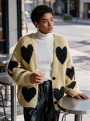 Women's Classic Casual Loose-Fit Heart Jacquard Single-Breasted Knit Cardigan ZMZ2974I3ZYY