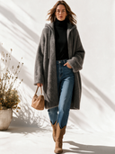 Women's Classic Minimalist Casual Zip-Front Hooded Knit Cardigan ZMZ2902I6ZYY