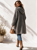 Women's Classic Minimalist Casual Zip-Front Hooded Knit Cardigan ZMZ2902I6ZYY