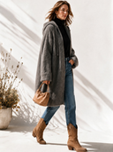 Women's Classic Minimalist Casual Zip-Front Hooded Knit Cardigan ZMZ2902I6ZYY