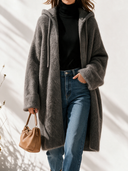 Women's Classic Minimalist Casual Zip-Front Hooded Knit Cardigan ZMZ2902I6ZYY
