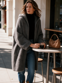 Women's Classic Minimalist Casual Zip-Front Hooded Knit Cardigan ZMZ2902I6ZYY