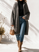 Women's Classic Minimalist Casual Zip-Front Hooded Knit Cardigan ZMZ2902I6ZYY