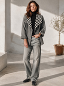 Women's Classic Casual Plaid Lapel, Cuffs, And Single-Breasted Closure Jacket ZMZ2933I8ZYY