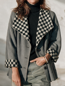 Women's Classic Casual Plaid Lapel, Cuffs, And Single-Breasted Closure Jacket ZMZ2933I8ZYY
