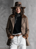 Women's Classic American Retro Fleece Paneling And Herringbone Pattern Single-Breasted Jacket ZMZ3035I7ZYY