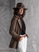 Women's Classic American Retro Fleece Paneling And Herringbone Pattern Single-Breasted Jacket ZMZ3035I7ZYY