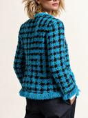 Women's Retro Casual Fringed Houndstooth Tweed Jacket ZMZ0879J1XT