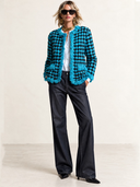 Women's Retro Casual Fringed Houndstooth Tweed Jacket ZMZ0879J1XT