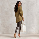 Women's Casual Loose V-neck Mixed Color Knit Sweater ZMZ0914J8XT