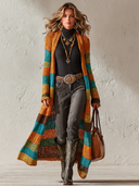 Women's Bohemian Style Multicolor Striped Chunky Knit Long Cardigan ZMZ0929J8XT