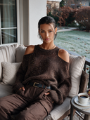 Women's Classic Casual Elegant Crew-Neck Loose Sweater With Cut-Out Shoulders ZMZ0924J1ZYY