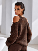 Women's Classic Casual Elegant Crew-Neck Loose Sweater With Cut-Out Shoulders ZMZ0924J1ZYY