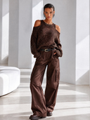 Women's Classic Casual Elegant Crew-Neck Loose Sweater With Cut-Out Shoulders ZMZ0924J1ZYY
