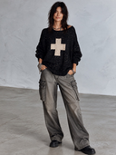 Women's Retro-Style Casual Loose-Fit Crew-Neck Long-Sleeve Sweater ZMZ0911J0ZYY