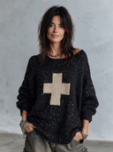 Women's Retro-Style Casual Loose-Fit Crew-Neck Long-Sleeve Sweater ZMZ0911J0ZYY