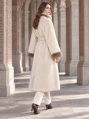 Women's Retro Casual Beige Faux Fur Long Belt Wrap Coat ZMZ1010J2XT