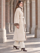 Women's Retro Casual Beige Faux Fur Long Belt Wrap Coat ZMZ1010J2XT