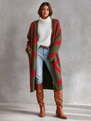 Women's Loose-Fit Long Jacquard Knit Cardigan ZMZ0949J1XT
