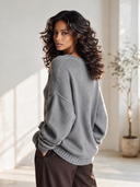Women's Classic Casual V-Neck Long-Sleeve Loose Sweater With Multiple Pockets ZMZ1017J7ZYY