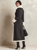 Women's Color-blocked Casual Faux Lamb's Wool Collar Belted Wrap Coat ZMZ1065J4XT