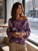 Women's Classic American Retro Jacquard Boat-Neck Long-Sleeve Loose Sweater ZMZ1005J4ZYY