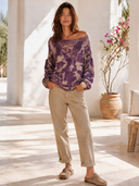 Women's Classic American Retro Jacquard Boat-Neck Long-Sleeve Loose Sweater ZMZ1005J4ZYY