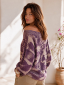 Women's Classic American Retro Jacquard Boat-Neck Long-Sleeve Loose Sweater ZMZ1005J4ZYY