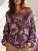 Women's Classic American Retro Jacquard Boat-Neck Long-Sleeve Loose Sweater ZMZ1005J4ZYY