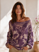 Women's Classic American Retro Jacquard Boat-Neck Long-Sleeve Loose Sweater ZMZ1005J4ZYY