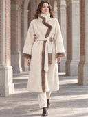 Women's Retro Casual Beige Faux Fur Long Belt Wrap Coat ZMZ1010J2XT