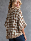 Women's Casual Chunky-Knit Houndstooth Cape Sweater ZMZ1287J1XT