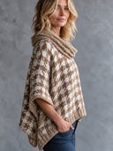 Women's Casual Chunky-Knit Houndstooth Cape Sweater ZMZ1287J1XT