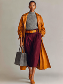 Women's Solid-Color Faux Leather Long Trench Coat ZMZ1218J6XT