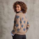 Women's Camel Heart Pattern Mock Neck Raglan Sleeve Pullover Sweater ZMZ1212J8XT