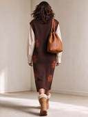Women's Vintage Casual Floral Jacquard Mock-Neck Sleeveless Knit Midi Dress ZMZ1283J7XT