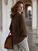 Women's Vintage-Style Elegant Shawl-Collar Single-Breasted Knit Cardigan ZMZ1372J0ZYY