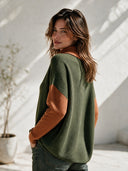 Women's Classic American Retro Rib Knit Cowl Neck Sweater With Asymmetric Button Detail ZMZ1386J8ZYY