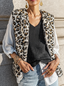 Women's Vintage Casual Leopard-Print Faux-Fur Button-Front Sleeveless Vest ZMZ1324J0ZJY