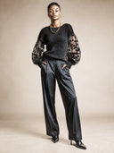 Women's Vintage-Style Casual Long-Sleeve Pullover Sweater: Mohair Knit With Cut-Out Polka-Dot Detailing ZMZ1355J4ZJY