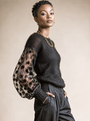 Women's Vintage-Style Casual Long-Sleeve Pullover Sweater: Mohair Knit With Cut-Out Polka-Dot Detailing ZMZ1355J4ZJY