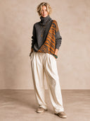 Women’s Vintage-style Casual Long-sleeve Turtleneck Sweater With Leopard-print Paneling ZMZ1300J6ZJY