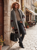 Women's Vintage-Style Casual Color-Block Striped Knit Midi Cardigan ZMZ1239J8XT